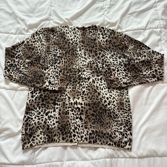 Vintage 90s Y2K Retro August Silk Cheetah Print Cardigan Womens Brown Coquette - Picture 6 of 6